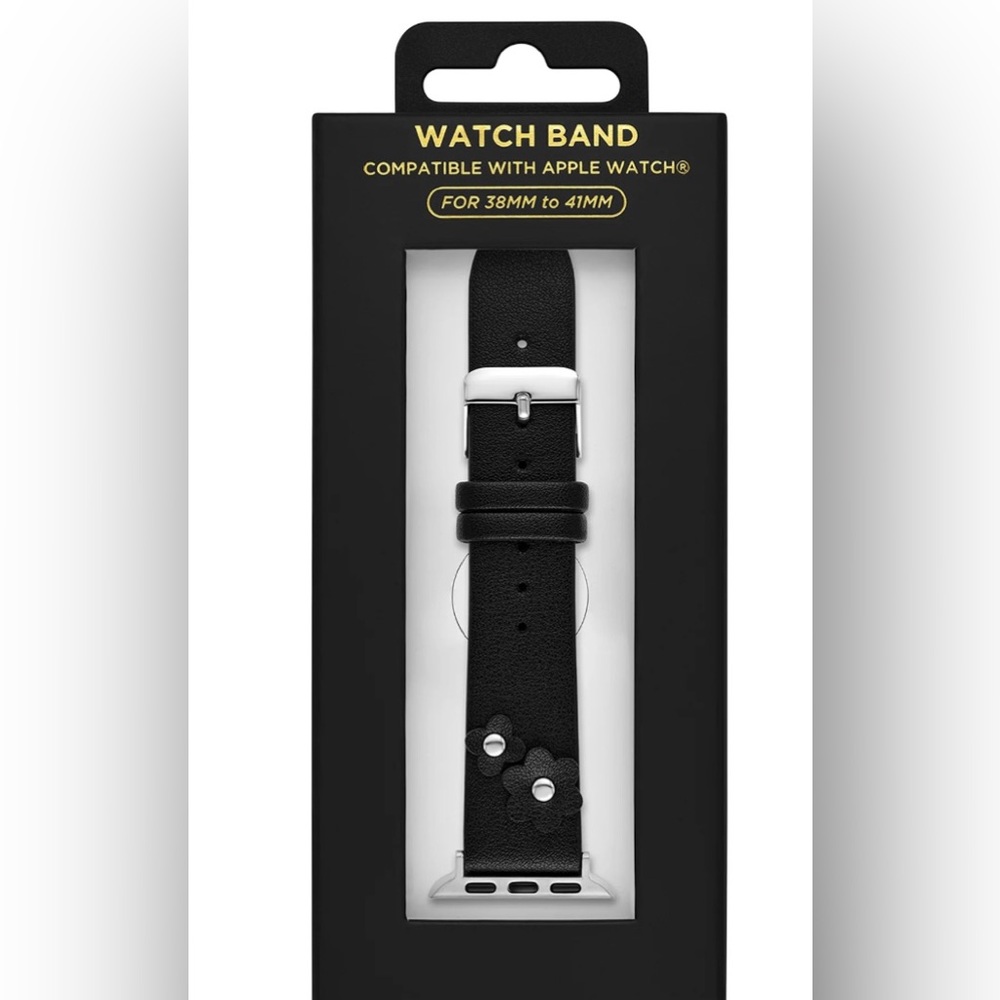 Black Watch Band with Floral Accents. NEW!  Compatible with‎ Apple Watch